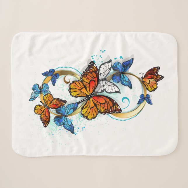 Infinity of Monarch Butterflies Sherpa Blanket (Front (Horizontal))