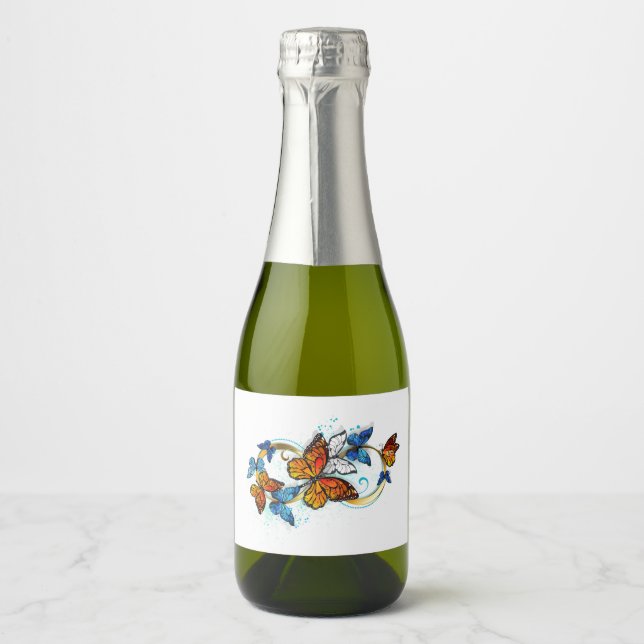 Infinity of Monarch Butterflies Sparkling Wine Label (Front)