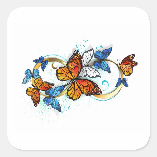 Infinity of Monarch Butterflies Square Sticker (Front)