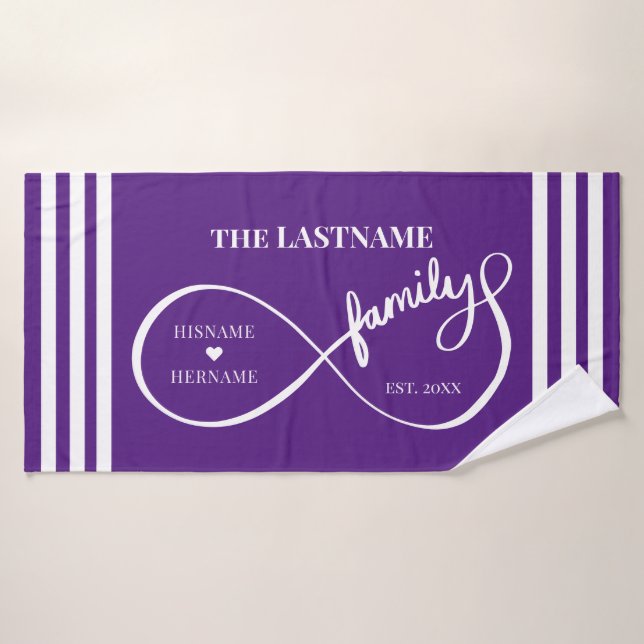 Infinity Personalized Family Name and Est. Date Bath Towel (Bath Towel)