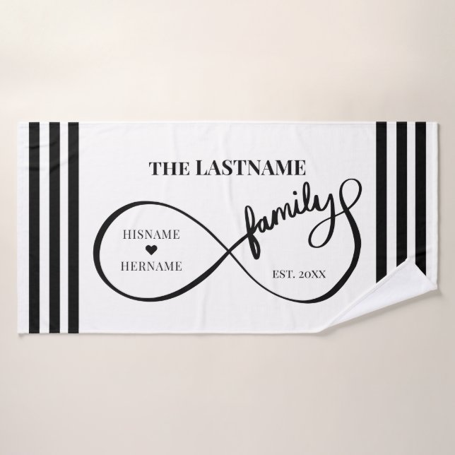 Infinity Personalized Family Name and Est. Date Bath Towel (Bath Towel)