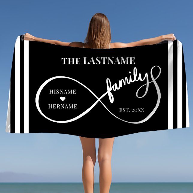 Infinity Personalized Family Name and Est. Date Beach Towel (Infinity Personalized Family Name and Est. Date Beach Towel)