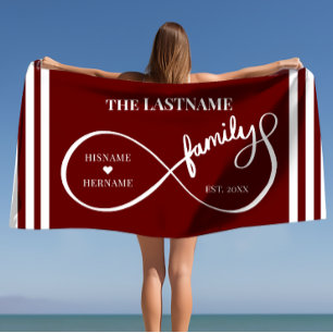 Infinity Personalized Family Name and Est. Date Beach Towel