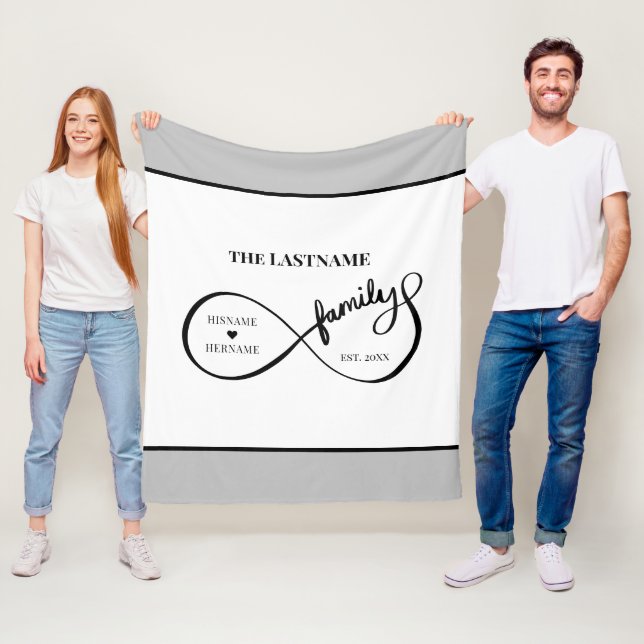 Infinity Personalized Family Name and Est. Date Fleece Blanket (In Situ)