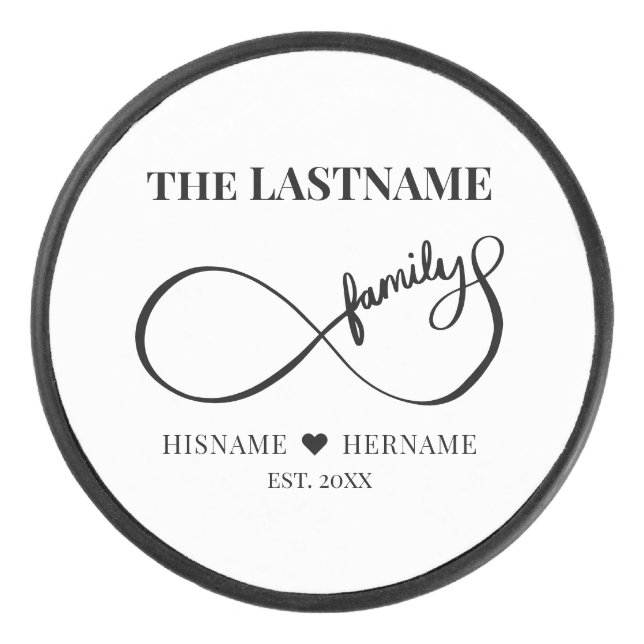 Infinity Personalized Family Name and Est. Date Hockey Puck (Front)