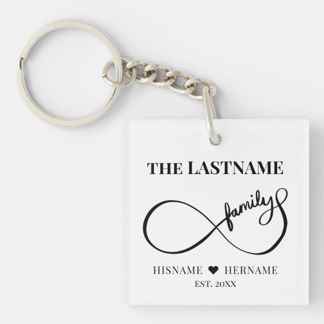 Infinity Personalized Family Name and Est. Date Keychain (Front)