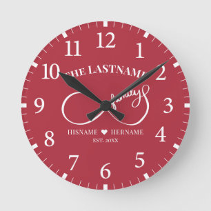 Infinity Personalized Family Name and Est. Date Round Clock