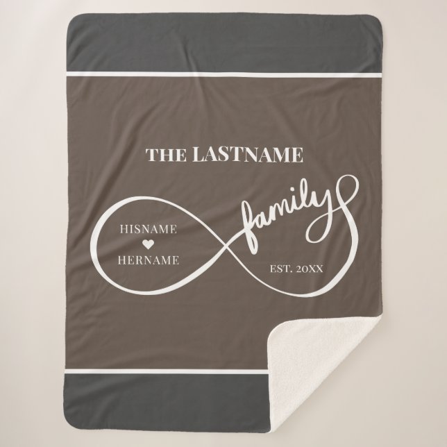 Infinity Personalized Family Name and Est. Date  Sherpa Blanket (Front)