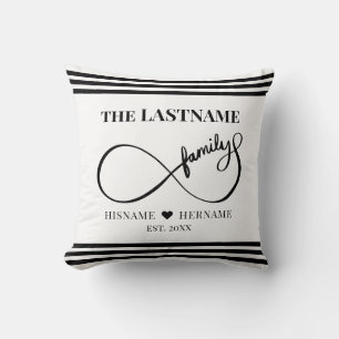 Infinity Personalized Family Name and Est. Date Throw Pillow