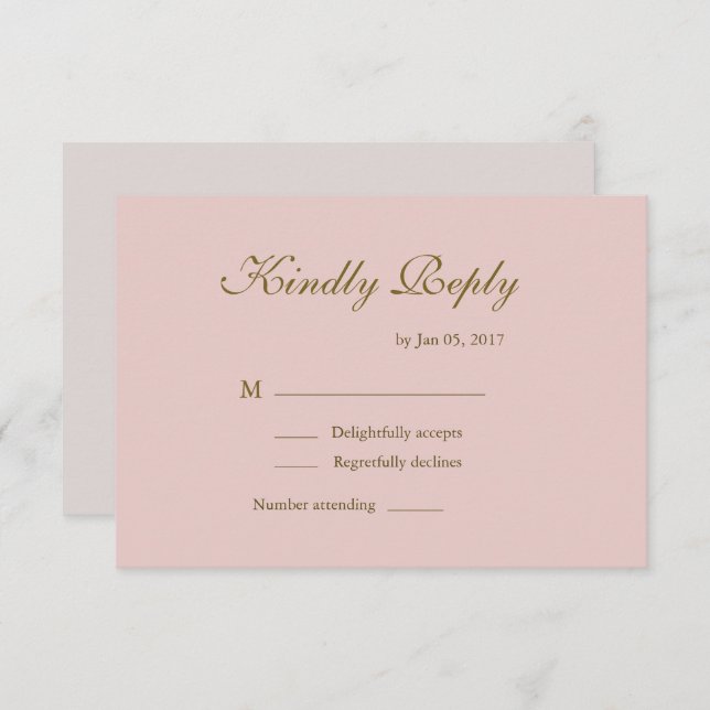 Infinity sign blush pink minimalist wedding RSVP Invitation (Front/Back)