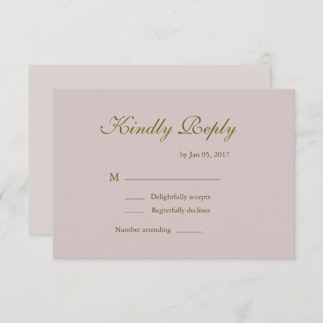 Infinity sign blush pink minimalist wedding RSVP Invitation (Front/Back)