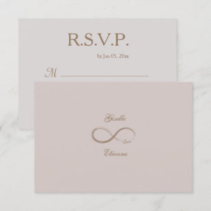 Infinity Sign Dusty Rose Custom Name Wedding RSVP Invitation