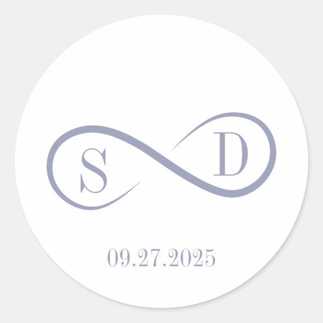 infinity Sign Elegant Minimalist Wedding Classic Round Sticker (Front)