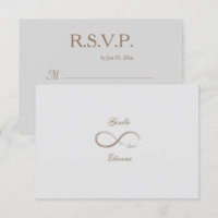 Infinity Sign Gold Grey Custom Name Wedding RSVP