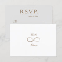 Infinity Sign Gold White Custom Name Wedding RSVP