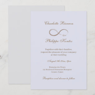 Infinity Sign Lilac Grey Gold Elegant Wedding Invitation