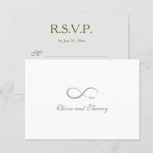 Infinity Sign Unique Grey Gold White Wedding RSVP Invitation
