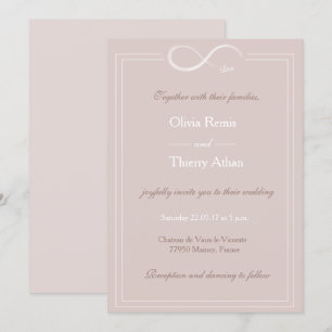Infinity sign unique light blush white wedding invitation
