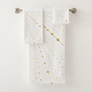 Infinity Space Dots 2 -White and Gold- Bath Towel Set