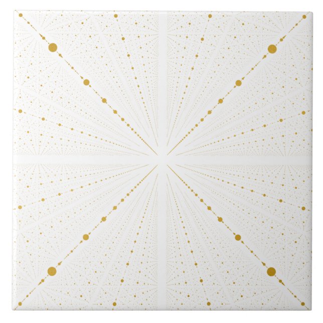 Infinity Space Dots 2 -White and Gold- Tile (Front)