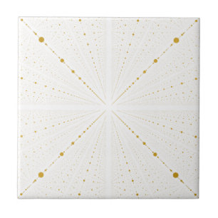 Infinity Space Dots 2 -White and Gold- Tile