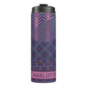 Infinity Star Artsy Navy and Pink Customizable Thermal Tumbler