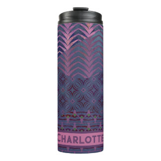 Infinity Star Artsy Navy and Pink Customizable Thermal Tumbler