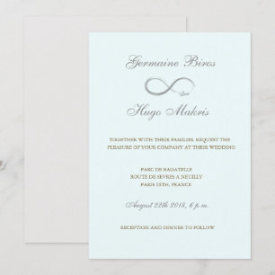 Infinity symbol aqua grey gold elegant wedding invitation