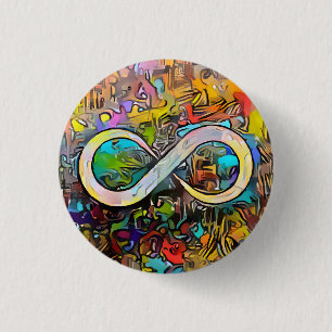 Infinity Symbol    Autism Awareness Neurodiversity 1 Inch Round Button