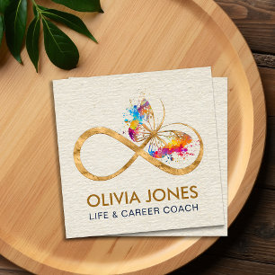 Infinity Symbol Butterfly Color Splatter Square Business Card
