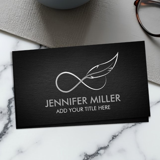  Infinity Symbol Feather - Line Art  Business Card (Creator Uploaded)