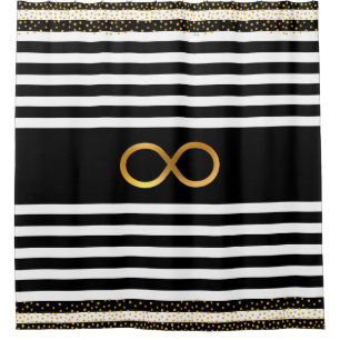 Infinity Symbol & Gold Confetti on Black & White
