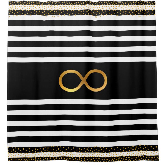 Infinity Symbol & Gold Confetti on Black & White (Front)