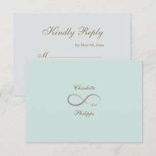 Infinity Symbol Gold Mint Grey Wedding RSVP Invitation