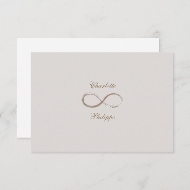 Infinity symbol Gold White Grey wedding RSVP Invitation (Front/Back)