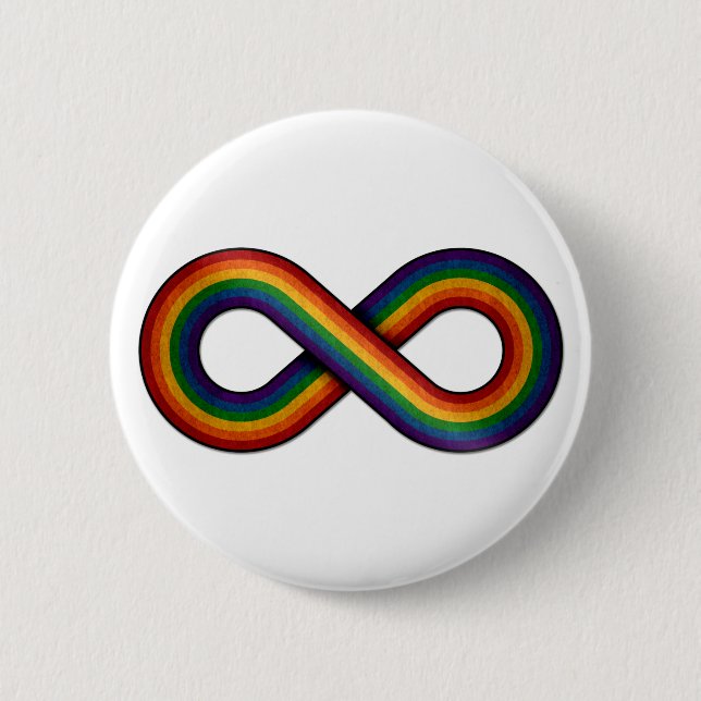 Infinity Symbol in LGBTQ Pride Rainbow Flag 2 Inch Round Button (Front)