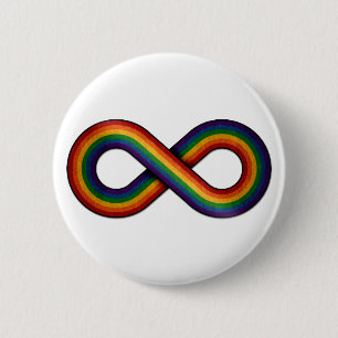 Infinity Symbol in LGBTQ Pride Rainbow Flag 2 Inch Round Button