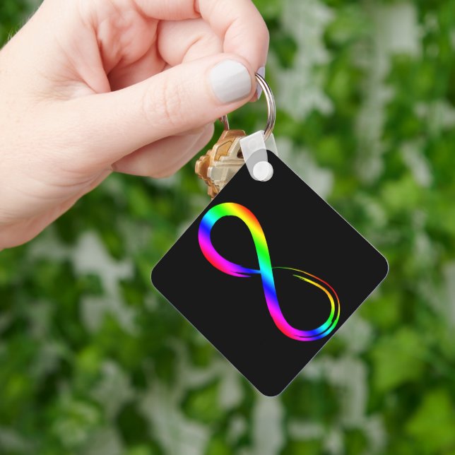 Infinity Symbol Lgbt Gay Pride Rainbow Black Keychain (Hand)
