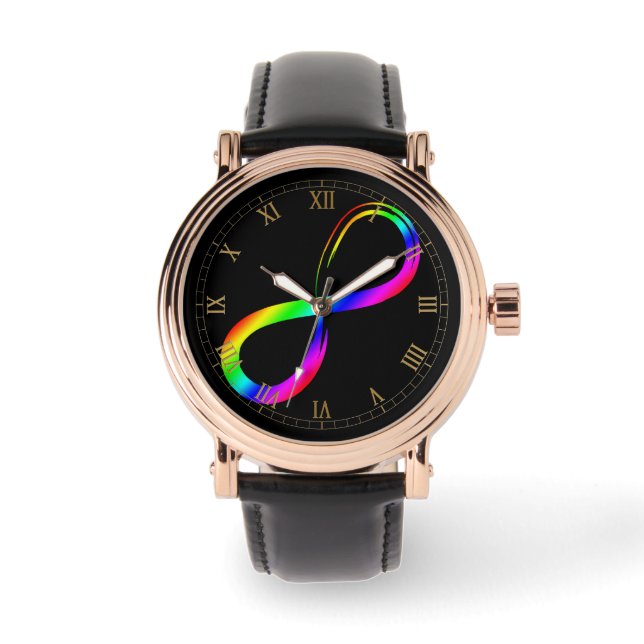 Infinity Symbol Lgbt Gay Pride Rainbow  Watch (Front)