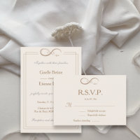 Infinity Symbol Monogram Champagne Wedding RSVP