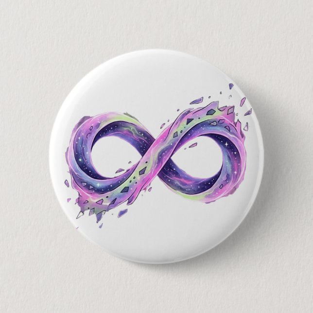 Infinity Symbol Neurodiversity Autism ADHD Galaxy  2 Inch Round Button (Front)