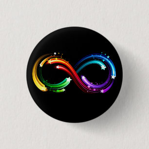 Infinity symbol of rainbow comets 1 inch round button