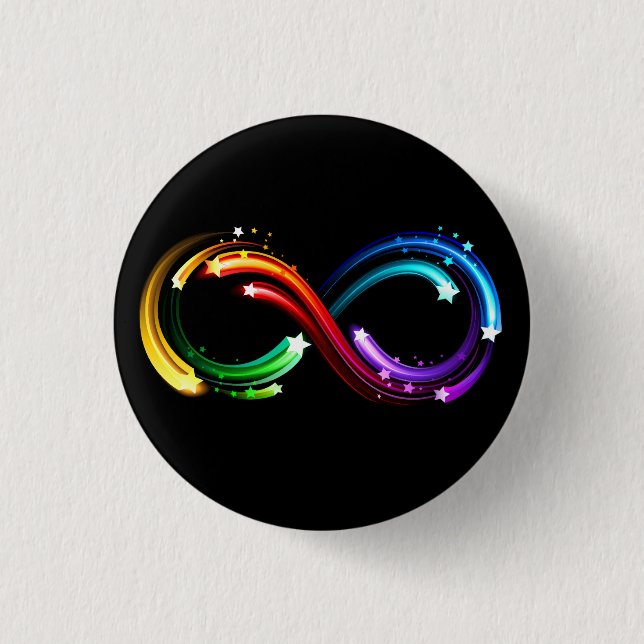 Infinity symbol of rainbow comets 1 inch round button (Front)