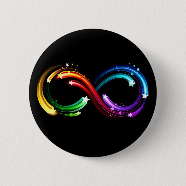 Infinity symbol of rainbow comets 2 inch round button (Front)