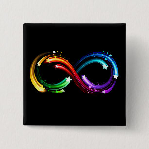 Infinity symbol of rainbow comets 2 inch square button