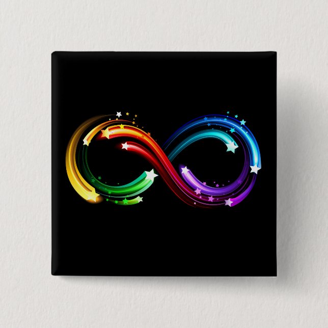 Infinity symbol of rainbow comets 2 inch square button (Front)