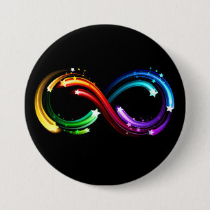 Infinity symbol of rainbow comets 3 inch round button