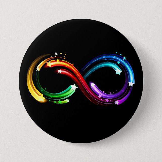 Infinity symbol of rainbow comets 3 inch round button (Front)