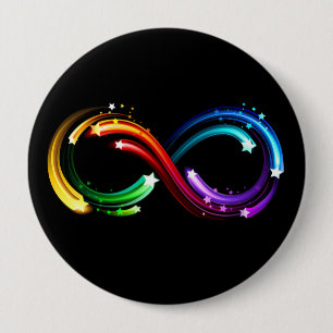 Infinity symbol of rainbow comets 4 inch round button