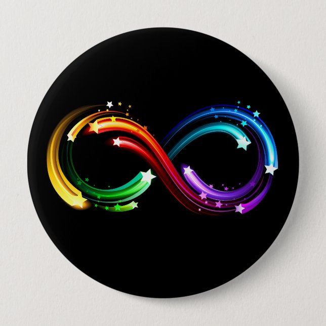 Infinity symbol of rainbow comets 4 inch round button (Front)